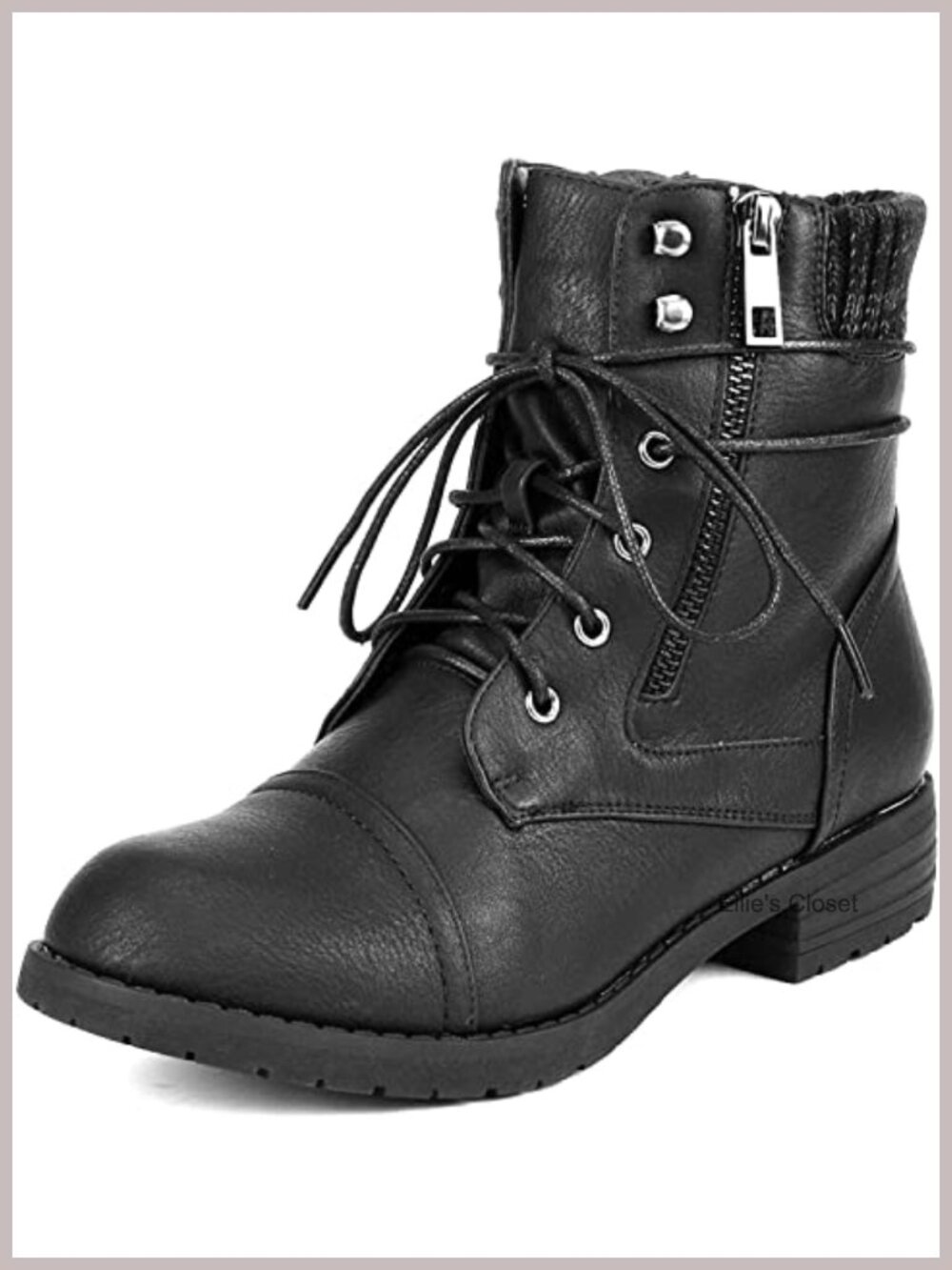 Lace Up Combat Boots Faux Leather Ankle Booties